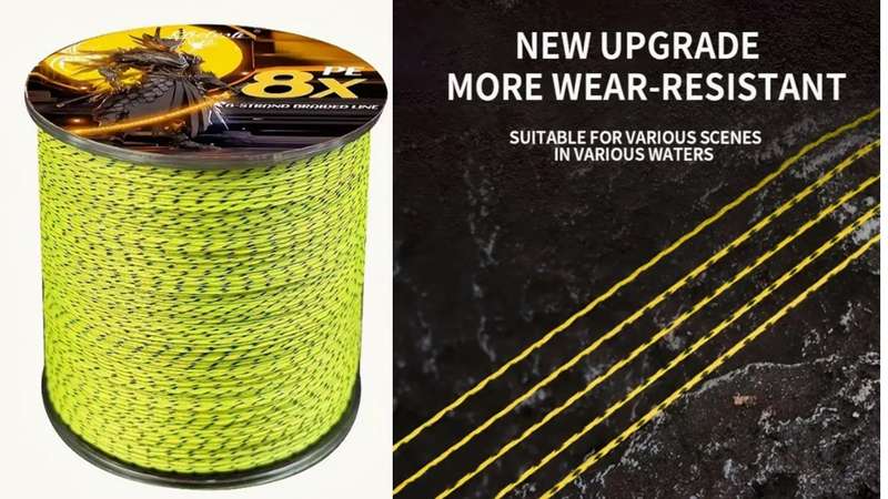 8 stand fishing braid 300m 0,20mm 20lb quick sinking yellow spotted