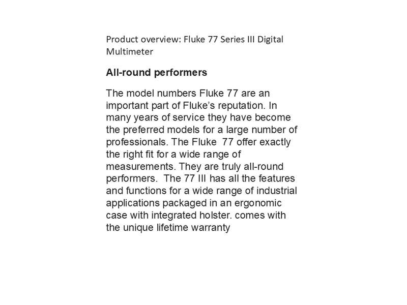 Fluke 77 Mark III with original fluke leads , Lifetime gurantee