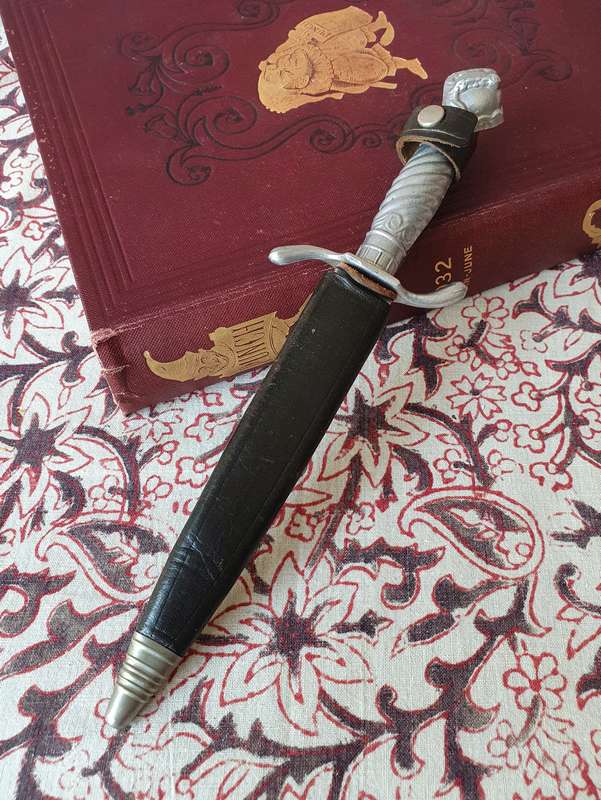 Vintage Carl Schlieper Solinge Germany Dagger in Leather Sheath