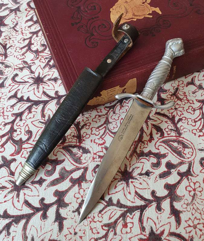 Vintage Carl Schlieper Solinge Germany Dagger in Leather Sheath