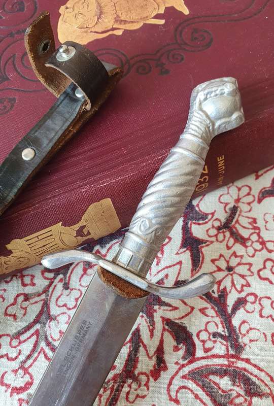 Vintage Carl Schlieper Solinge Germany Dagger in Leather Sheath
