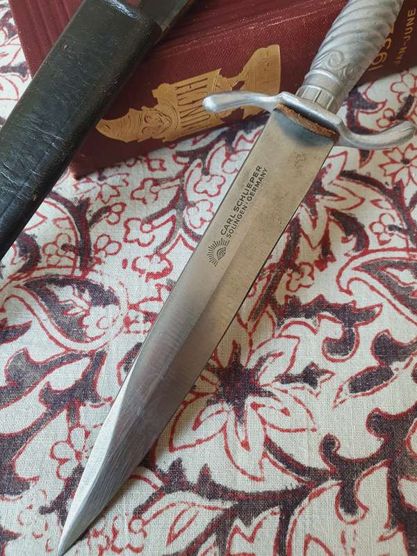Vintage Carl Schlieper Solinge Germany Dagger in Leather Sheath