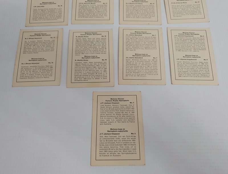 Vintage Melrose Cheese Famous Rugby Player Springbok Cards 13x