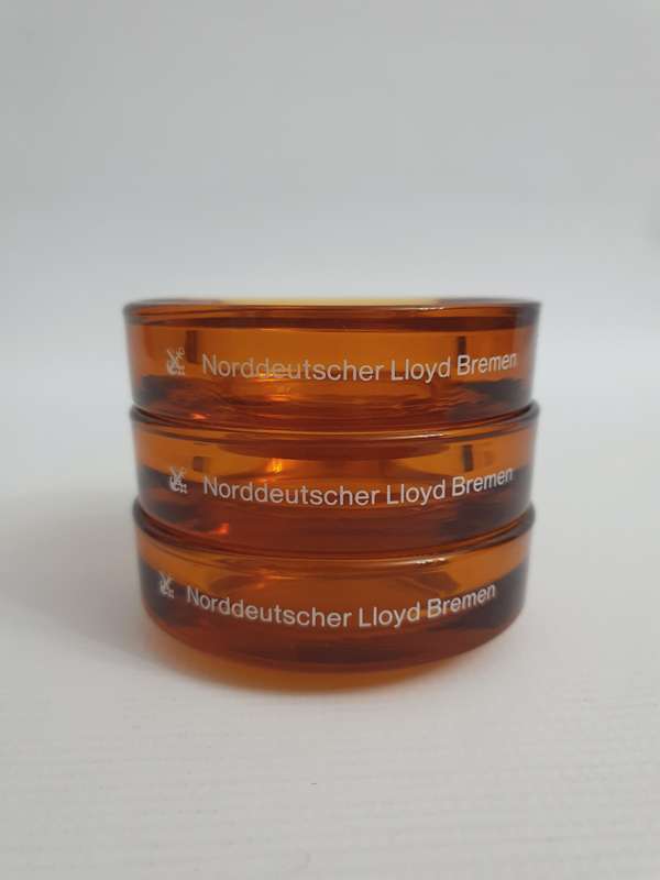 Vintage Amber Glass NORDDEUTSCHER LLOYD BREMEN Nesting Ash Trays