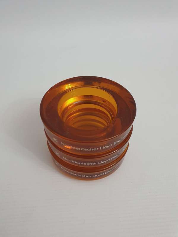 Vintage Amber Glass NORDDEUTSCHER LLOYD BREMEN Nesting Ash Trays