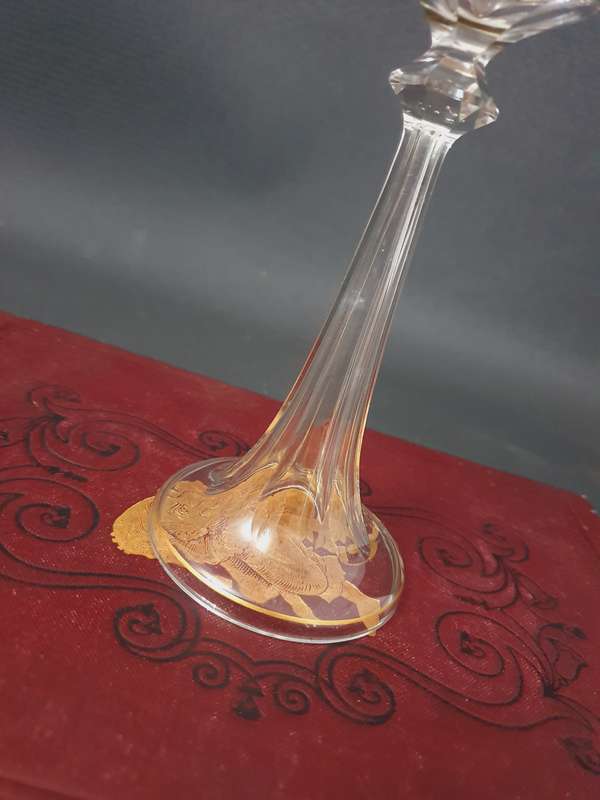 Vintage Art Nouveau, Jugendstil Crystal & Gold Wine Glass