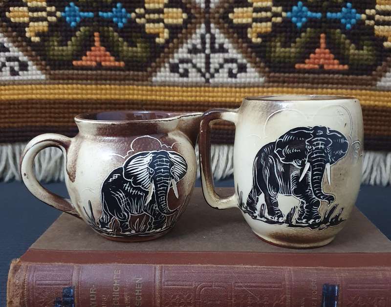 Vintage Cresent Ware Krugers Park Hand Painted Jug & Beer Mug  Made in SA