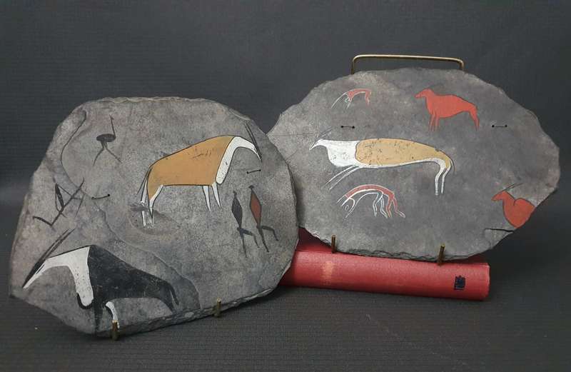 Vintage African Styled Wall Art on Stone Slab