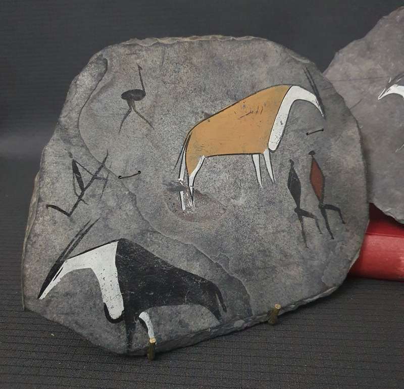 Vintage African Styled Wall Art on Stone Slab