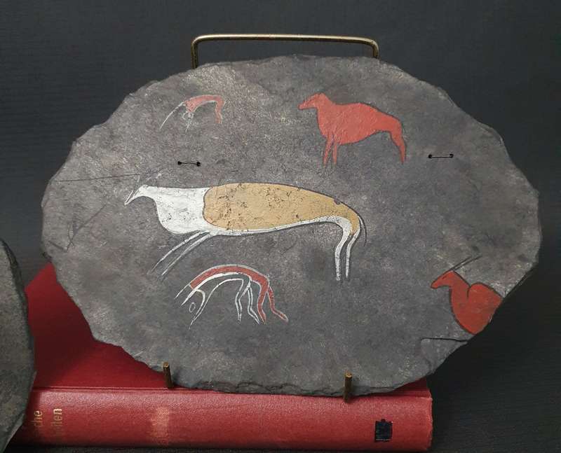 Vintage African Styled Wall Art on Stone Slab