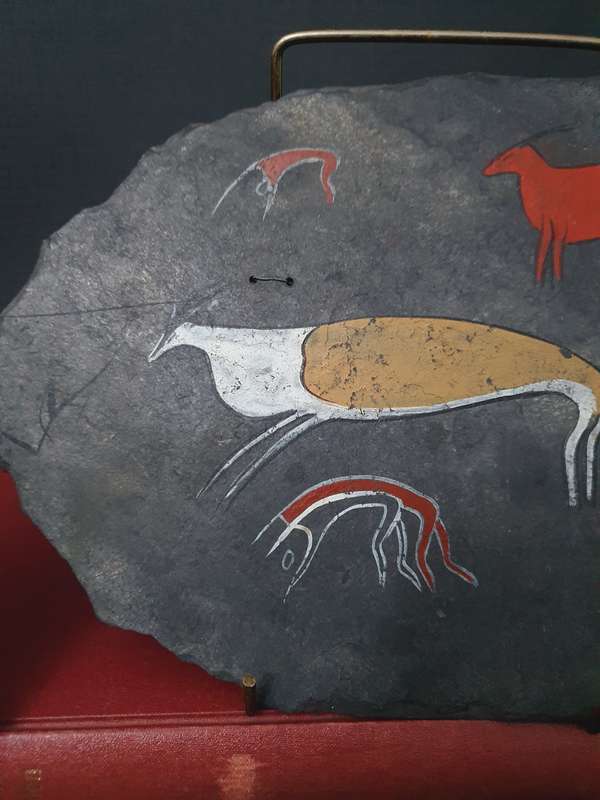Vintage African Styled Wall Art on Stone Slab