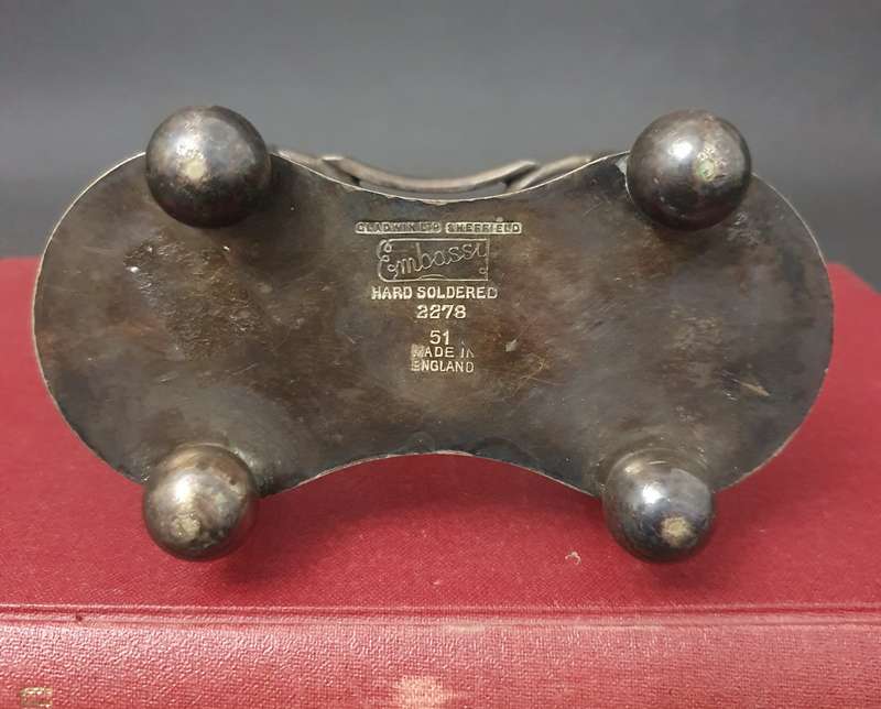 Antique Gladwin Sheffield Embassi Hard Soldered Condiment Metal Stand Made in England for South Afri
