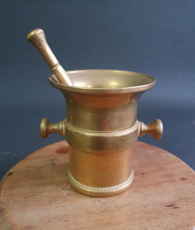 Vintage Solid Brass Small Mortar and Pestle