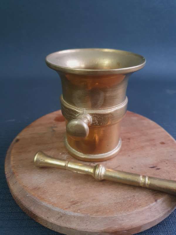 Vintage Solid Brass Small Mortar and Pestle