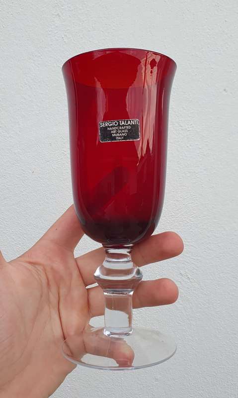 Vintage SERGIO TALANTI Murano Handcrafted Italian Ruby Red Glasses