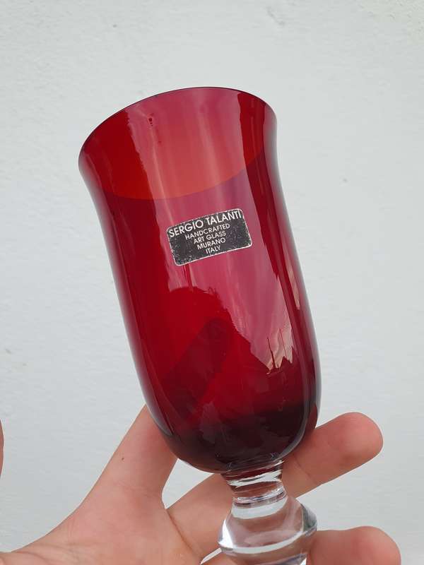 Vintage SERGIO TALANTI Murano Handcrafted Italian Ruby Red Glasses