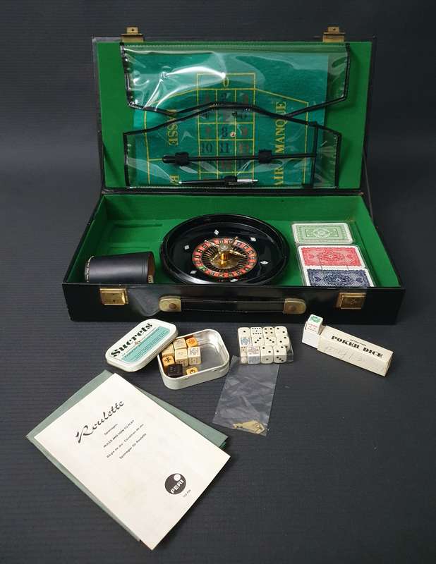Mid-Century Modern Roulette Set in a Leather Case