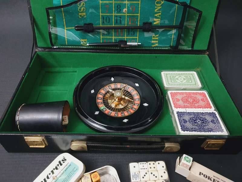 Mid-Century Modern Roulette Set in a Leather Case