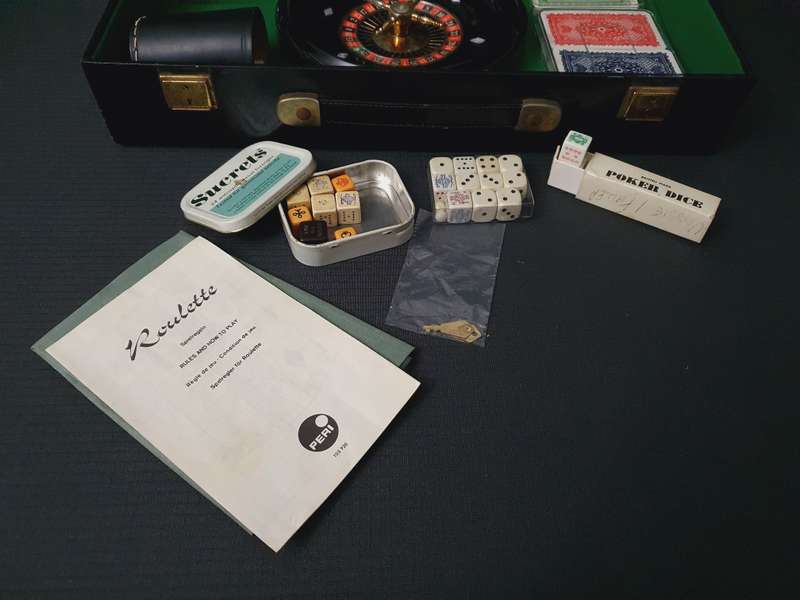 Mid-Century Modern Roulette Set in a Leather Case