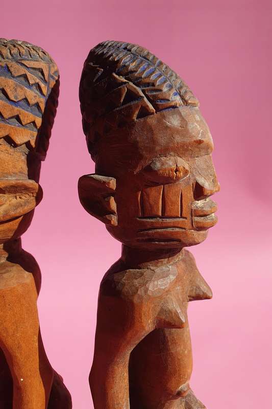 Vintage Tribal Male & Female Nigerian Fertility Hand Carved Sculptures