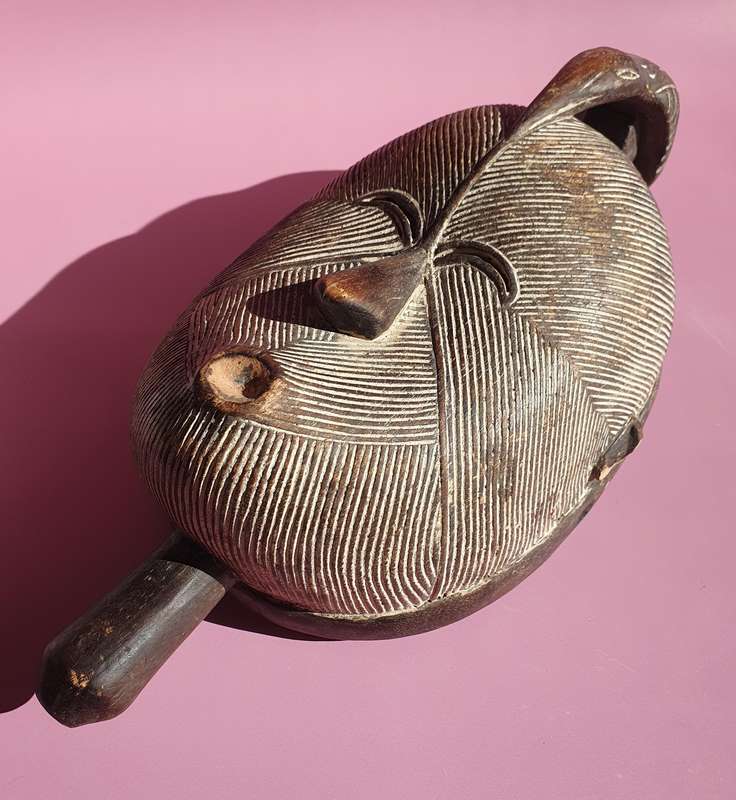 Vintage Congolese Tribal Kifwebe Songye Masculine Spiritual Warrior Mask