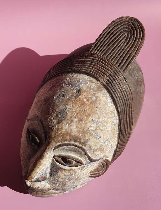 Vintage Congolese Punu Mask from Gabon Representing Idealized Female Ancestors Faces
