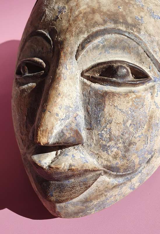 Vintage Congolese Punu Mask from Gabon Representing Idealized Female Ancestors Faces