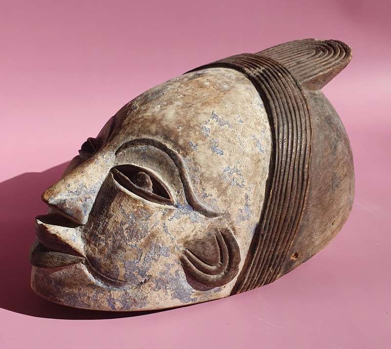 Vintage Congolese Punu Mask from Gabon Representing Idealized Female Ancestors Faces