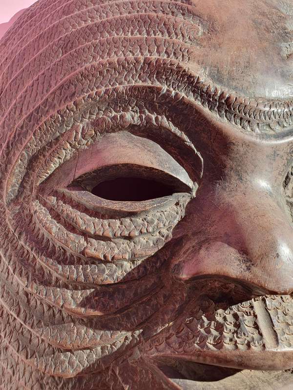 Vintage Congolese XLarge Turtle Shell Mask Luba Traditional Solid Hand Carved Mask