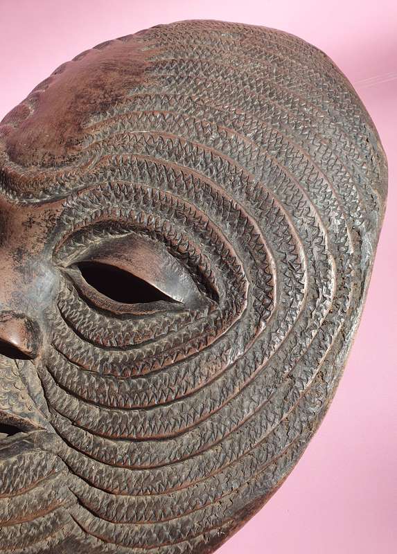 Vintage Congolese XLarge Turtle Shell Mask Luba Traditional Solid Hand Carved Mask