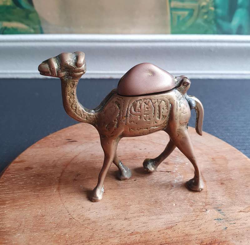 Vintage Solid Brass Egyptian Detailed Camel Ash Tray