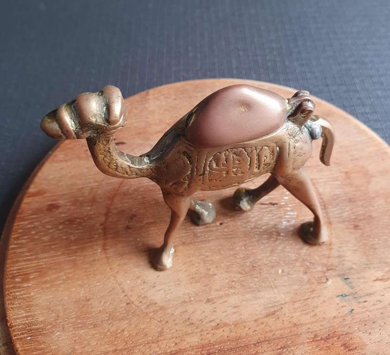 Vintage Solid Brass Egyptian Detailed Camel Ash Tray