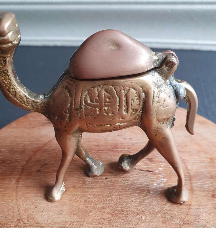 Vintage Solid Brass Egyptian Detailed Camel Ash Tray