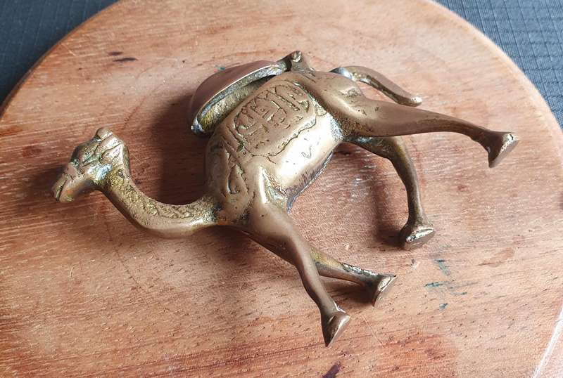 Vintage Solid Brass Egyptian Detailed Camel Ash Tray