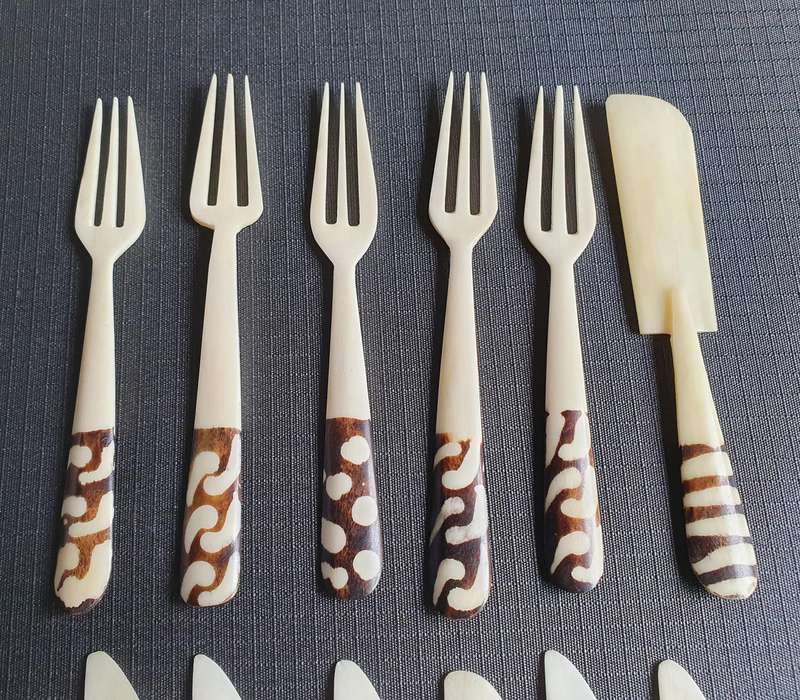 Vintage Bone Carved Cutlery Set