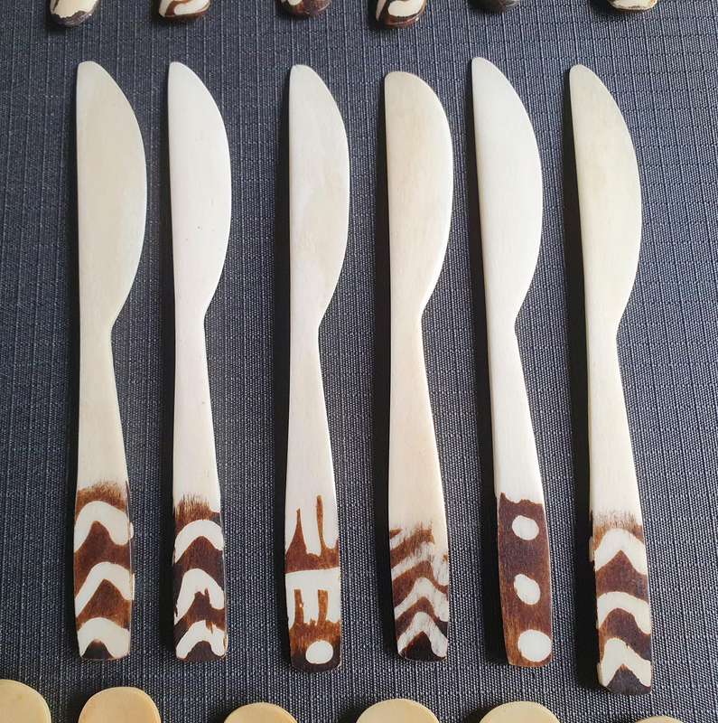 Vintage Bone Carved Cutlery Set