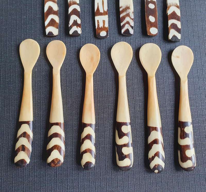 Vintage Bone Carved Cutlery Set