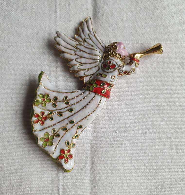 Vintage Cloissone on Enamel Angel Figurine