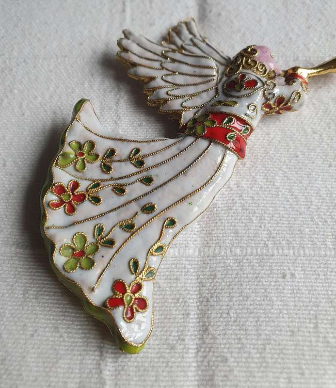 Vintage Cloissone on Enamel Angel Figurine
