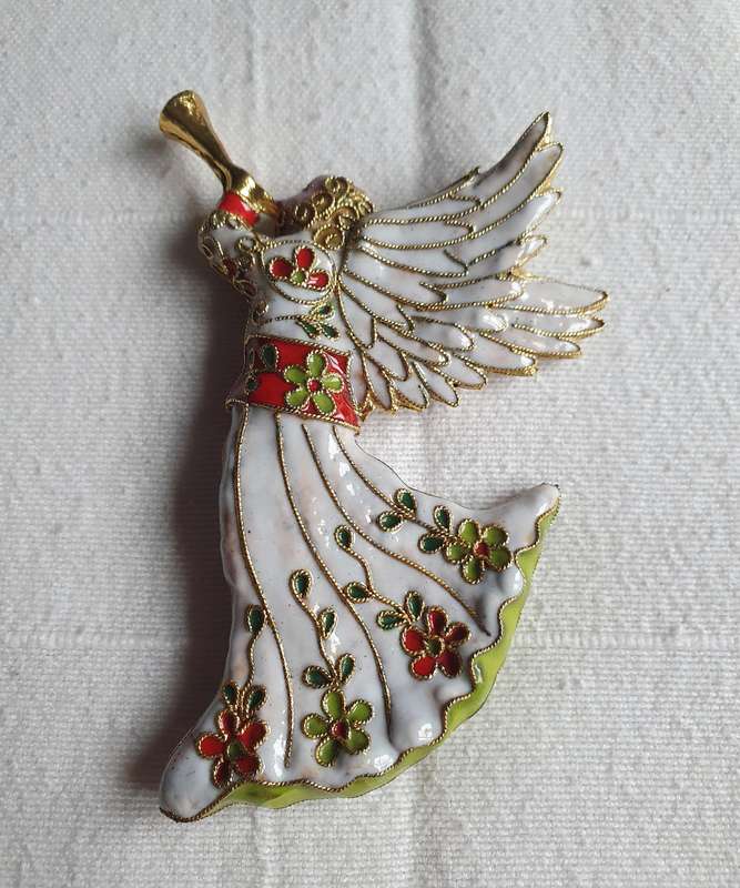 Vintage Cloissone on Enamel Angel Figurine