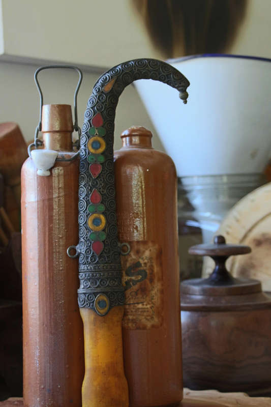 Vintage Jumbiya Arabic Dagger in Sheath with Camel Bone Handle