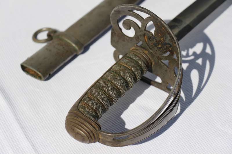 Victorian Rifle Regiment Sword with steel hilt and fish skin grip