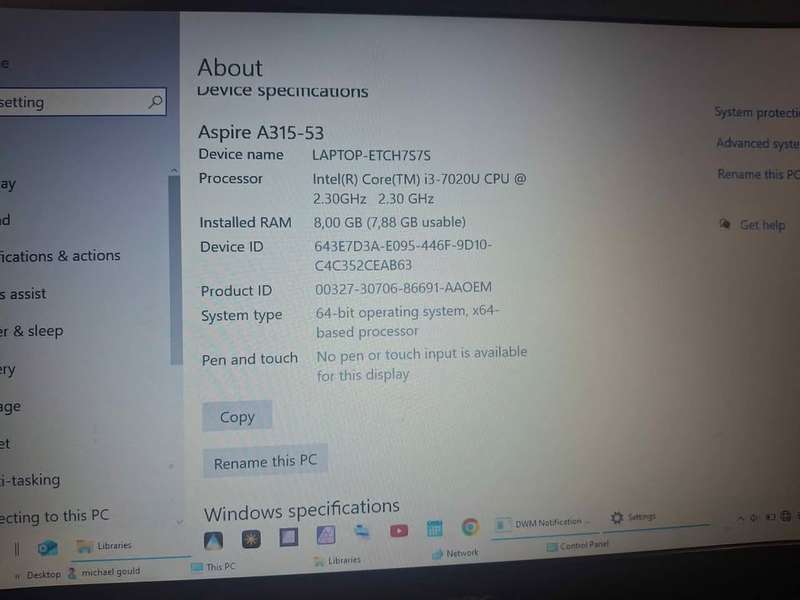 Acer Aspire 3 A315-53-39NW i3 7th Generation