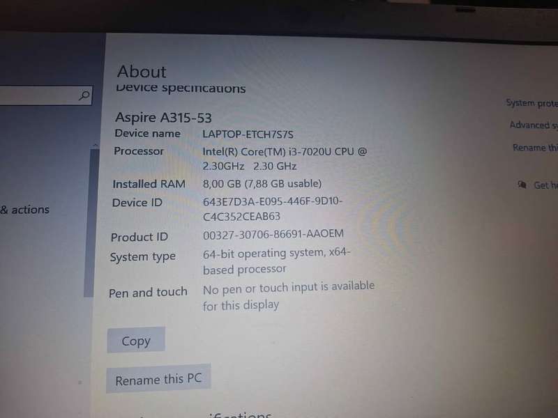 Acer Aspire 3 A315-53-39NW i3 7th Generation