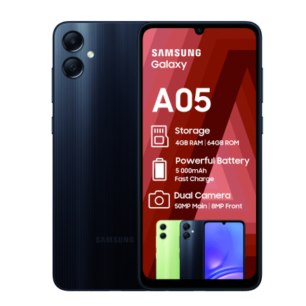 Samsung A05 64GB Dual Sim + Free Impact Proof Cover + Screen protector (Valued at R600.00)