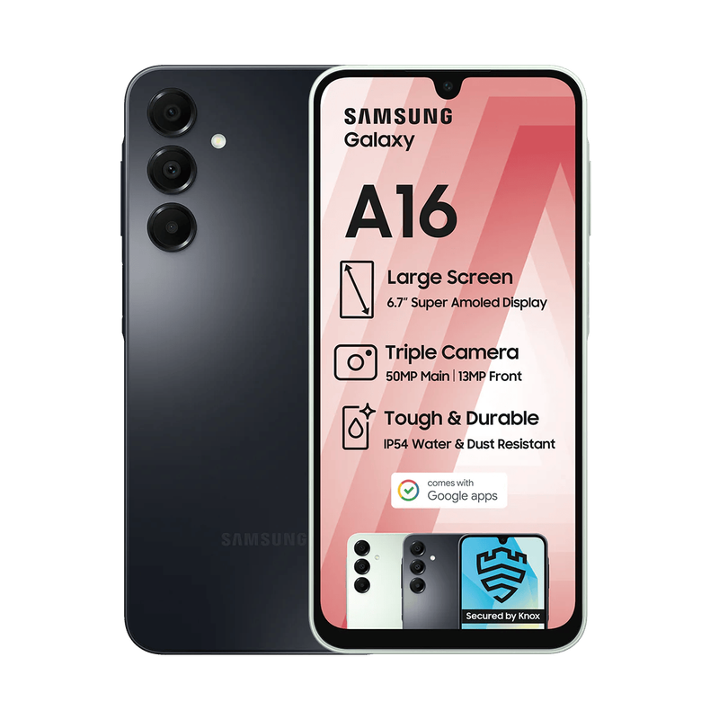 Samsung A16 128GB Dual Sim - Including Impact Proof Cover and Screen Protector (Valued at R500.00)