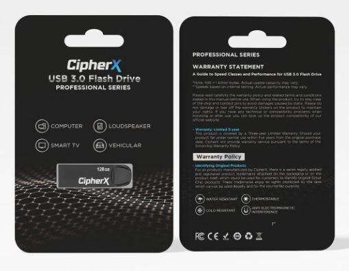 128GB CipherX U10 Pro Series, USB 3.2, USB Type A (150MBs) Flash Stick / Flash Drive