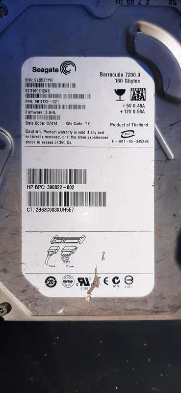 Hard drive 160gb seagate barracuda as is.