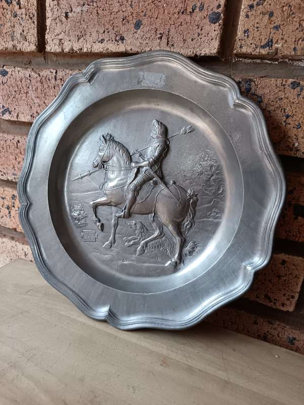 vintage pewter plate