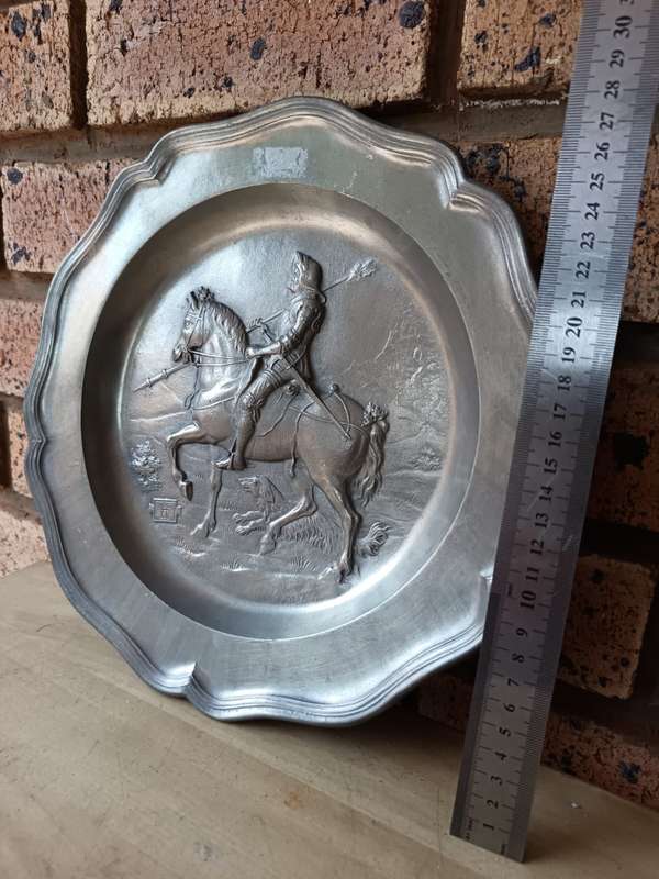 vintage pewter plate